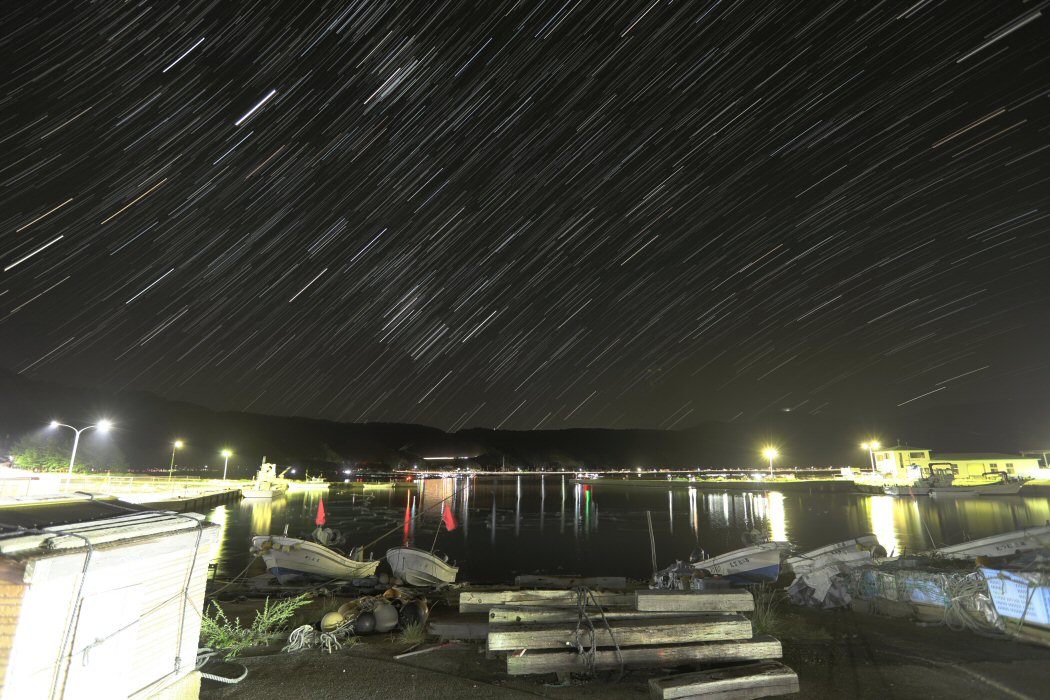 ≪星景写真≫戸賀湾に上がるオリオン (秋田県男鹿市)